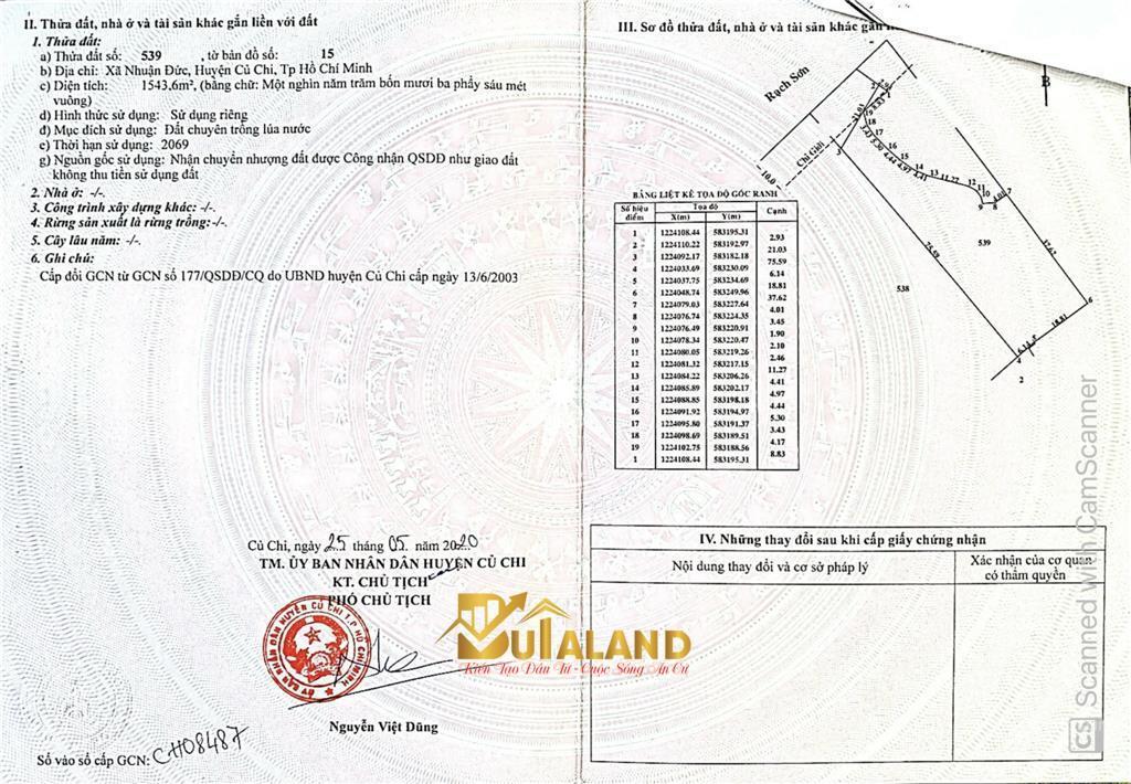 Bán đất nền 3500m2 tại nhuận đức, củ chi, hồ chí minh, giá siêu hời 9,5 tỷ