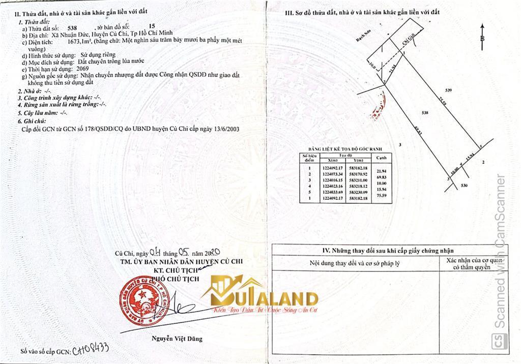 Bán đất nền 3500m2 tại nhuận đức, củ chi, hồ chí minh, giá siêu hời 9,5 tỷ