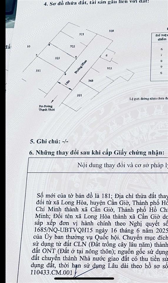 Bán gấp 460m2 đất thổ cư. ngay khu dân cư phúc hưng, xã cần giờ. giá 46tr/m2.  0938 888 ***