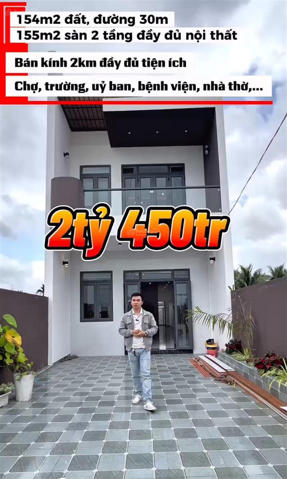 [hot]bán nhà 2 tầng 154m2 mới xây hiện đại chỉ 2tỷ450tr trên đường rộng 30mcam kết không ngập lụt