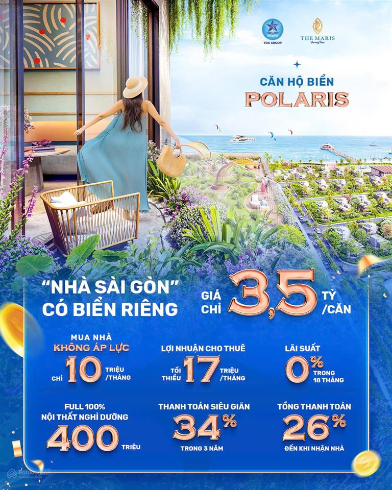 Căn hộ biển the maris vũng tàu từ 3,3 tỷ/căn full nội thất ck 12% tt 26% nhận nhà 34% trong 3 năm