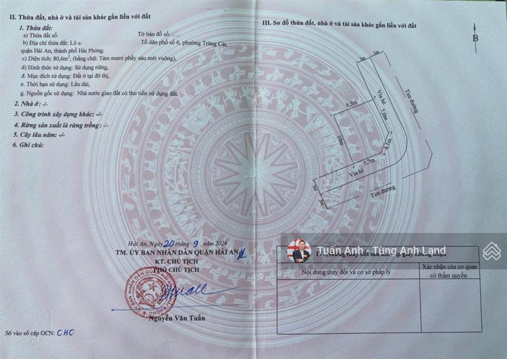 Bán lô góc 80,6m2 tđc tràng cát