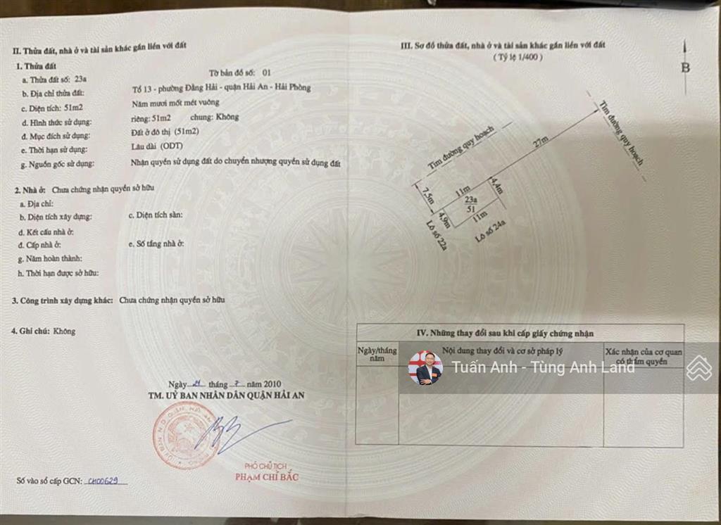 Bán lô góc 51m2 mặt đường đôi 30m lô 9 lê hồng phong