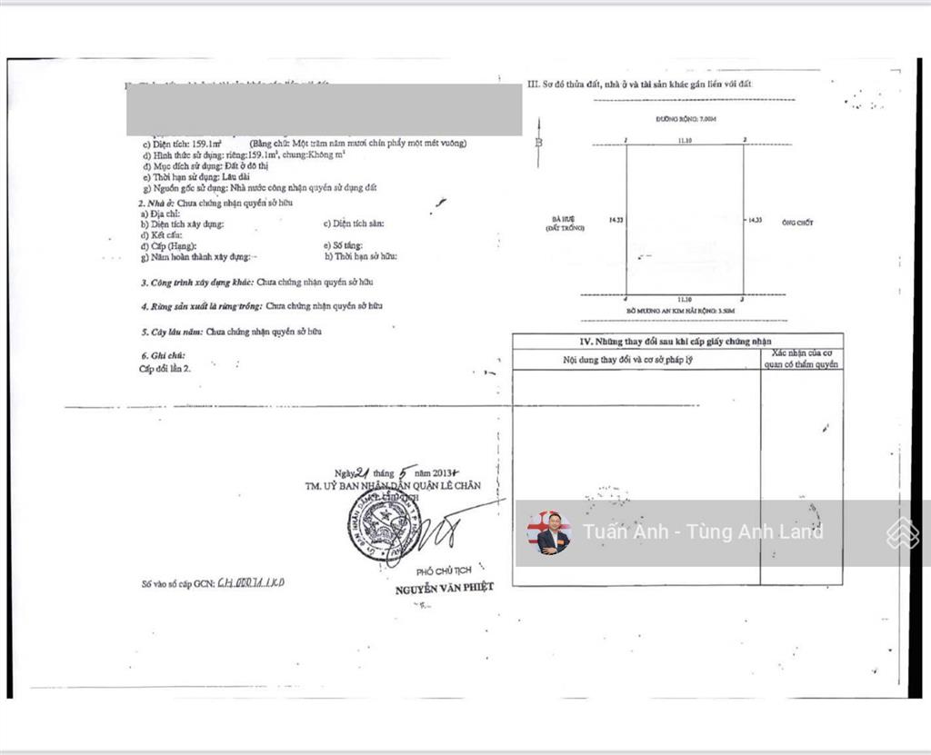 Bán lô đất 160m² mặt đường tuyến chính, đối diện aeon mall lê chân, hải phòng