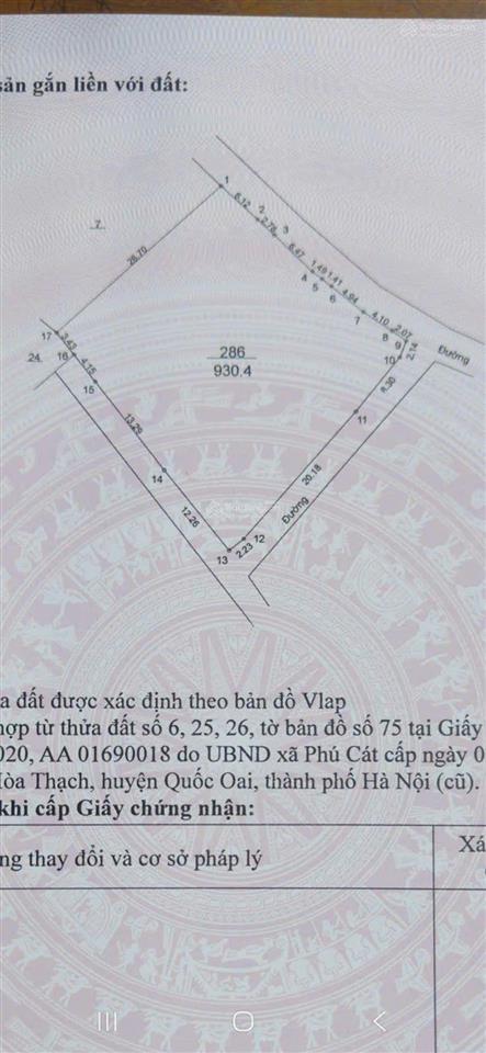 Chính chủ cần bán buôn 9 lô đất mỗi lô 100m2 full đất ở tại thôn thắng đầu,hoà thạch,quốc oai,tp hn