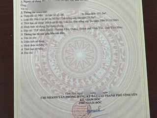 Bán đất Minh Quyết, Khai Quang, Vĩnh Yên. DT 103.5m2