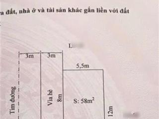 Bán 58m2 đất lô góc tái định cư đằng hải  nam hải  hải an. diện tích 58m2 ngang 5.5m đường 6m