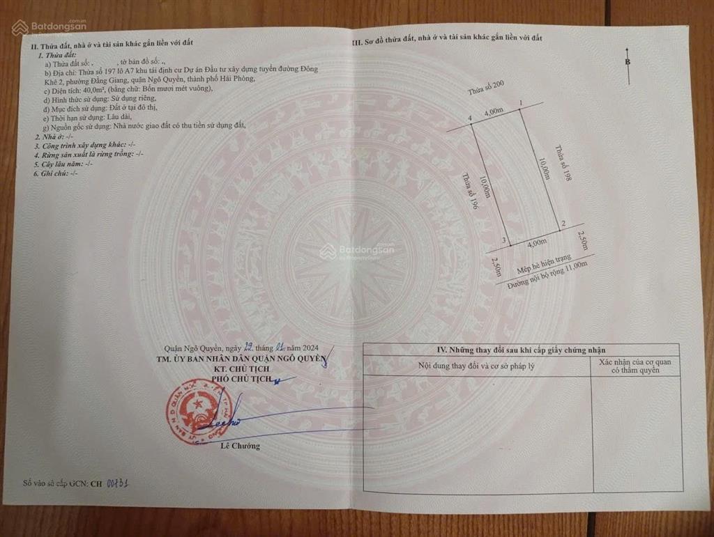 Duy nhất 1 lô còn sót lại tđc cây đa đằng giang ngô quyền hải phòng diện tích 40m ngang 4m