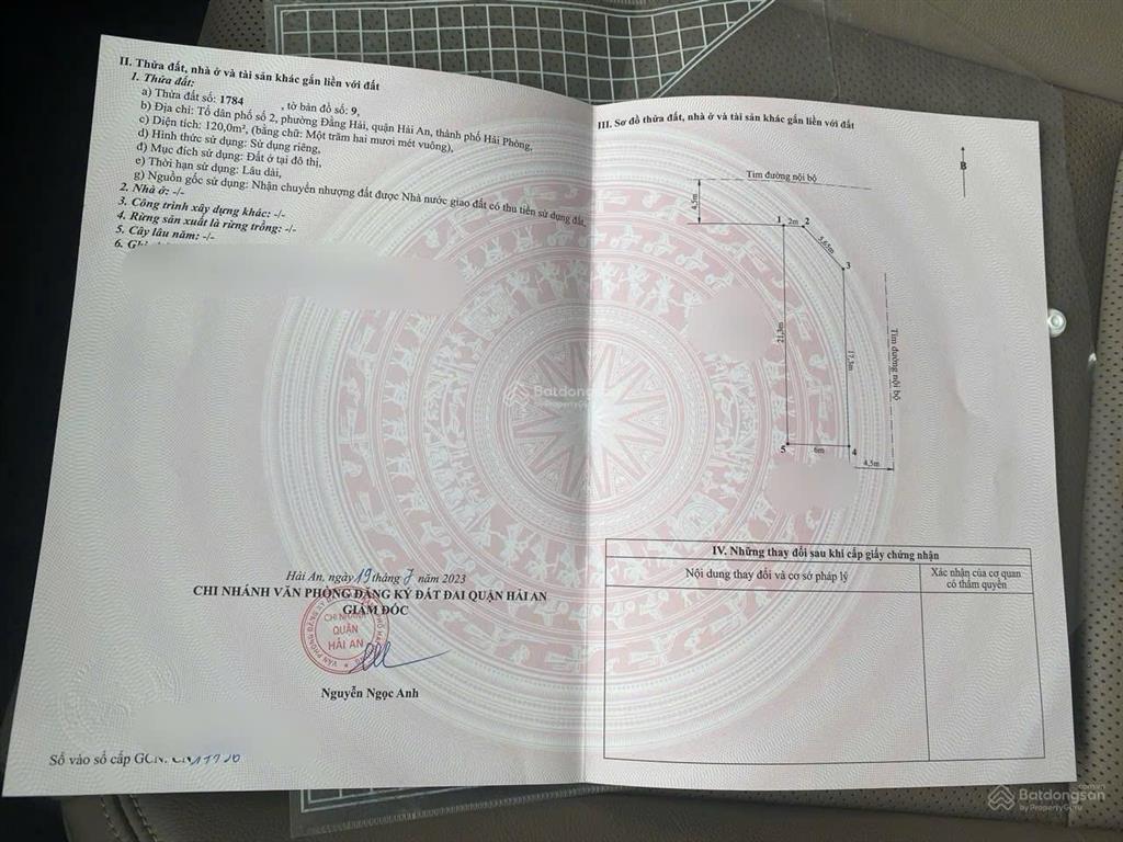 435. lô góc 120m tđc đường dứa hải an hải phòng diện tích 120m | ngang 6m lô góc 2 mặt tiền