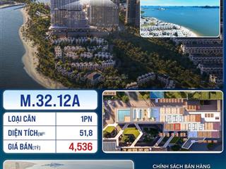 Căn hộ chung cư 1pn giá cực chất tại aria bay tower, hạ long, 51,8m2, 4,536 tỷ chiết khấu 16%