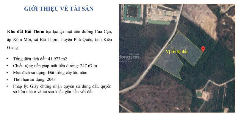 Bán đất cửa cạn, bãi thơm, phú quốc, kiên giang, 105 tỷ, 41973 m2 giá tốt