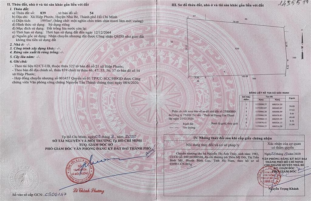 Cần bán đất giá 3tr/m2 tại đường gò me, xã hiệp phước, hồ chí minh 0916 681 ***