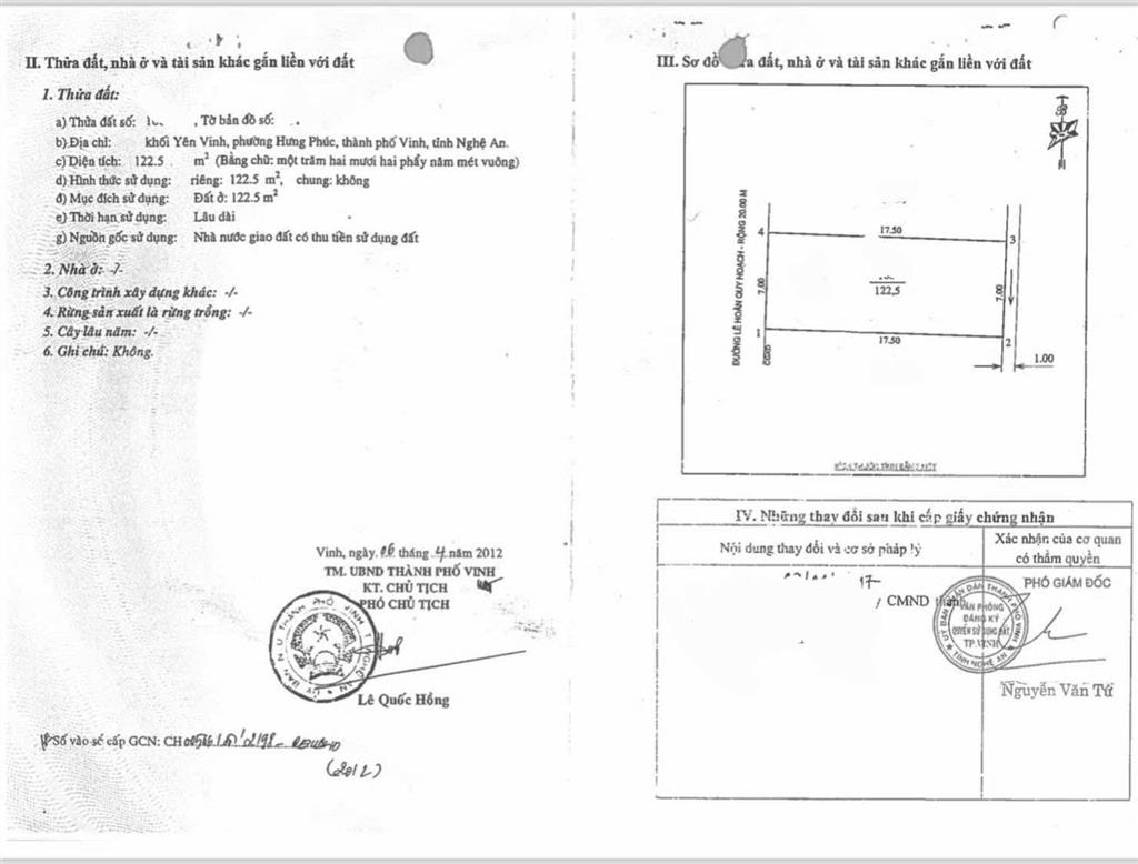 Bán lô đất mặt đường lê hoàn, phường hưng phúc, tp vinh