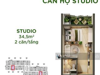 Bán căn hộ studio 34,5m2 eco retreat long an, lầu cao, view sông, giá chỉ từ 1,7 tỷ bao hết