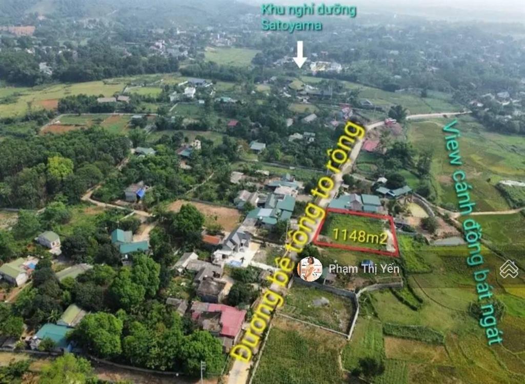 Đất nghỉ dưỡng! 1148m2/120m2 ont đất nghỉ dưỡng cư yên  bám đường lớn  view cánh đồng tuyệt đẹp