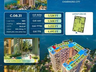 Bán căn hộ cao cấp 1pn + tầng 8  view biển và view trung tâm tại tòa the charm