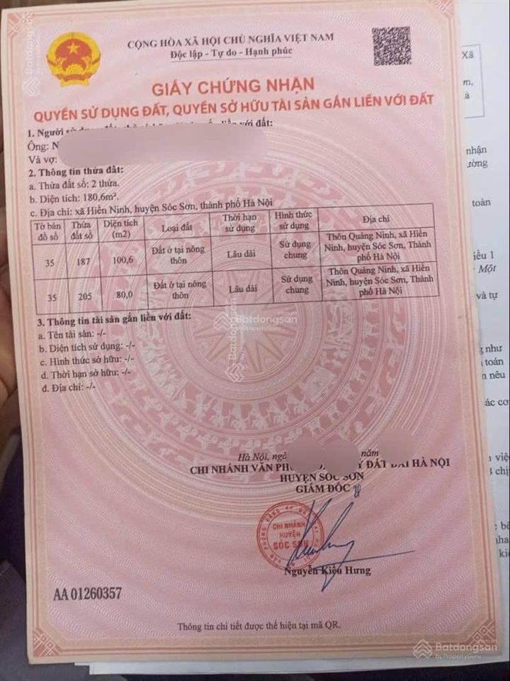 80m2 full thổ cư  quảng ninh, hiền ninh  cách đường nối nội bài  đại lải 200m