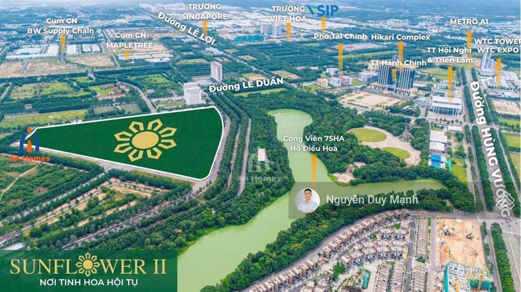 Chỉ 45 triệu/m  biệt thự sunflower ii compound ngay trung tâm bình dương 3tầng/423m2
