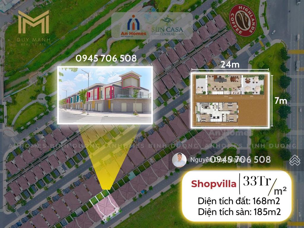 Duy nhất căn shophouse villa suncasa central vsip ii 7x24 đối diện tttm 5.2ha giá 5,55tỷ/168m2 full