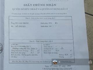 Nhà mt trung mỹ tây 12 ngay chợ chó tô ký dt 4x27 sổ 92,4m2 thổ đường nhựa 6m thông giá 5.5 tỷ