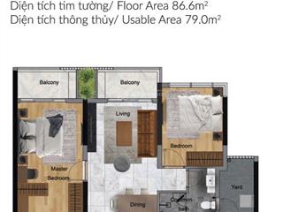 2pn 86.6m2 ban công dài 6m diamond centery 7tỷ4 view hồ bơi tầng 6  tặng kèm ô đạu xe