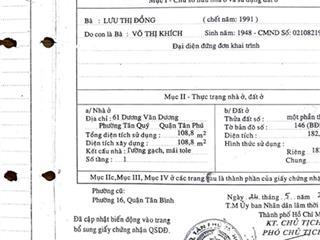 Bán gấp nhà mặt tiền 101 dương văn dương, p. tân quý, quận tân phú