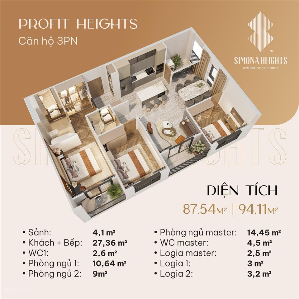 Booking căn hộ simona heights để được chiết khấu cao. căn 3pn 88m2 giá 3,2 tỷ.  0935 739 ***