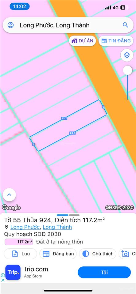 Đất ngộp long phước 1.42 tỷ, long thành bán nhanh, full thổ cư 115m2, đường 8m, sổ sẵn, hỗ trợ vay