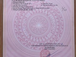 Đất thổ cư thạnh xuân 52 đường ô tô dt 4x13,5m2