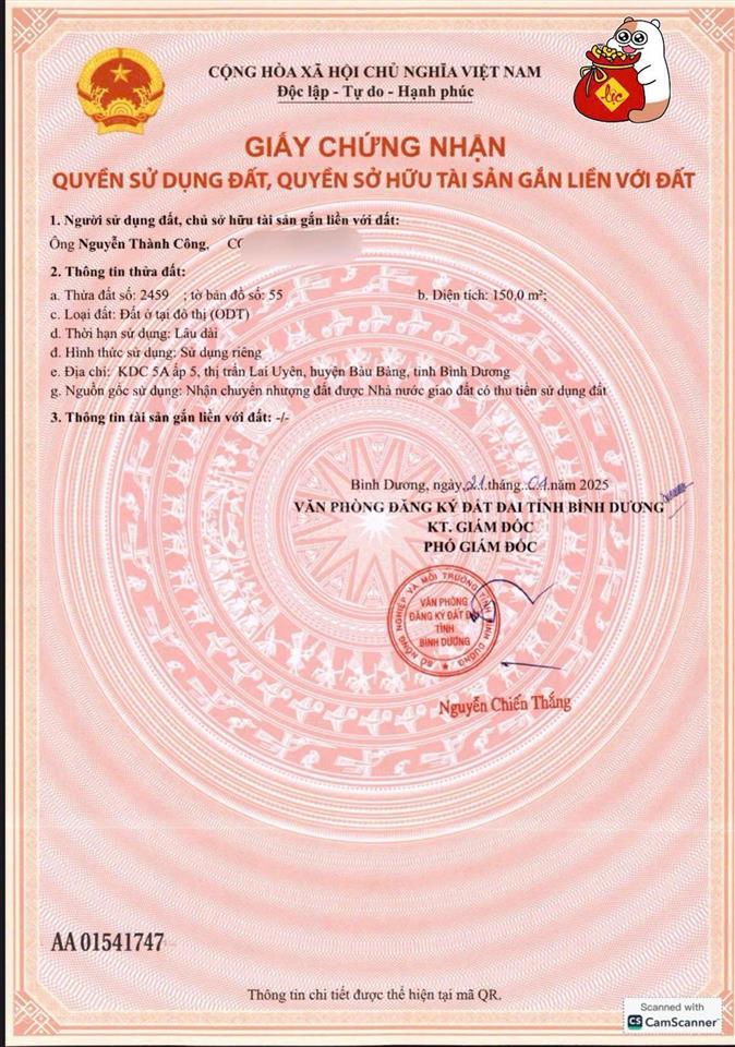 Đất chợ đêm bàu bàng 5x30 sổ hồng riêng 1,8 tỷ bao sang tên  0988 868 ***