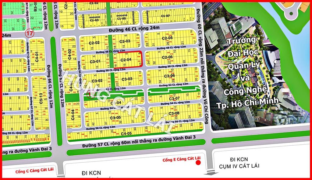 Hùng cát lái  bán lô sổ đỏ giá tốt, dt 7x20m, đường thông 12m, hướng tây bắc, giá 62 triệu/m2