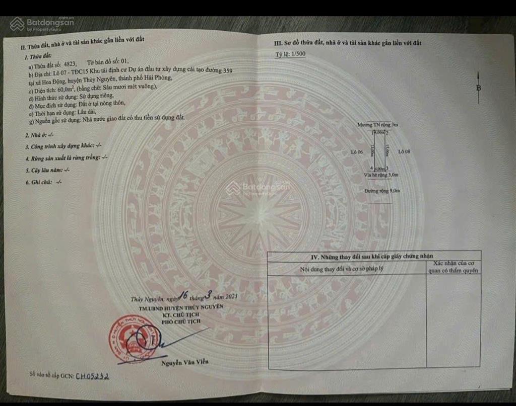 Bán đất lô góc đấu giá hoa động, thủy nguyên, hải phòng, 3,95 tỷ, 73m2, view đẹp, uy tín