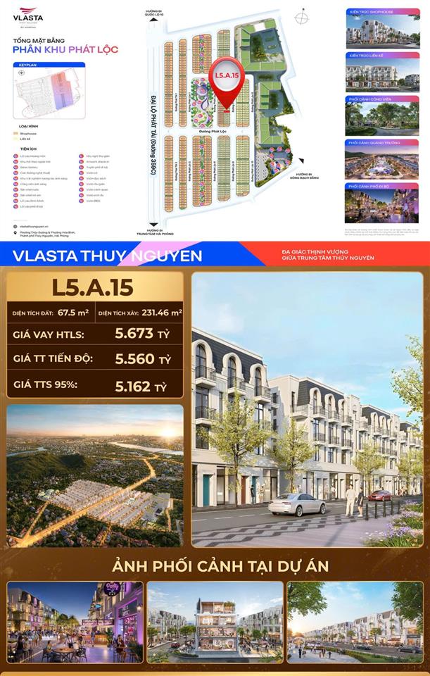 Bán shophouse 67,5m2 giá 5,162 tỷ, miễn gốc lãi 24 tháng