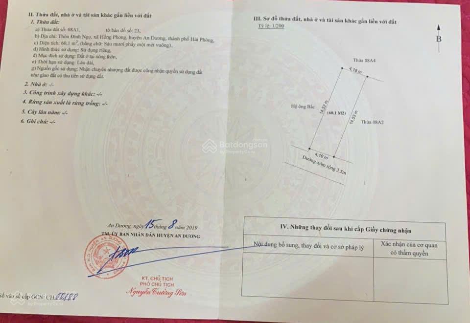 Bán lô đất tiềm năng tại hồng phong  an dương