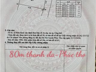 Chính chủ cần bán 80m đất đẹp làng nghề thanh đa (hát môn mới) hà nội. thông oto chạy vòng quanh