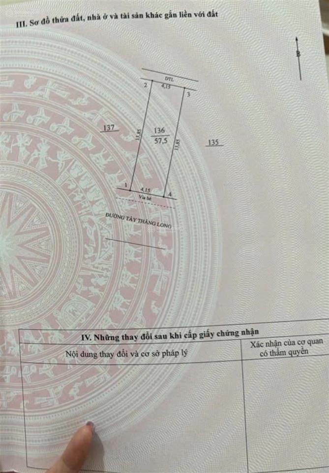 Cần bán gấp 57,5m2 mặt đường tây thăng long đồng ông đan phượng hà nội