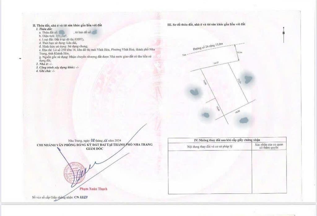 Bán đất biệt thự mặt tiền đường huỳnh văn nghệ vĩnh hoà bắc nha trang, giá cực tốt chỉ 47tr/m2