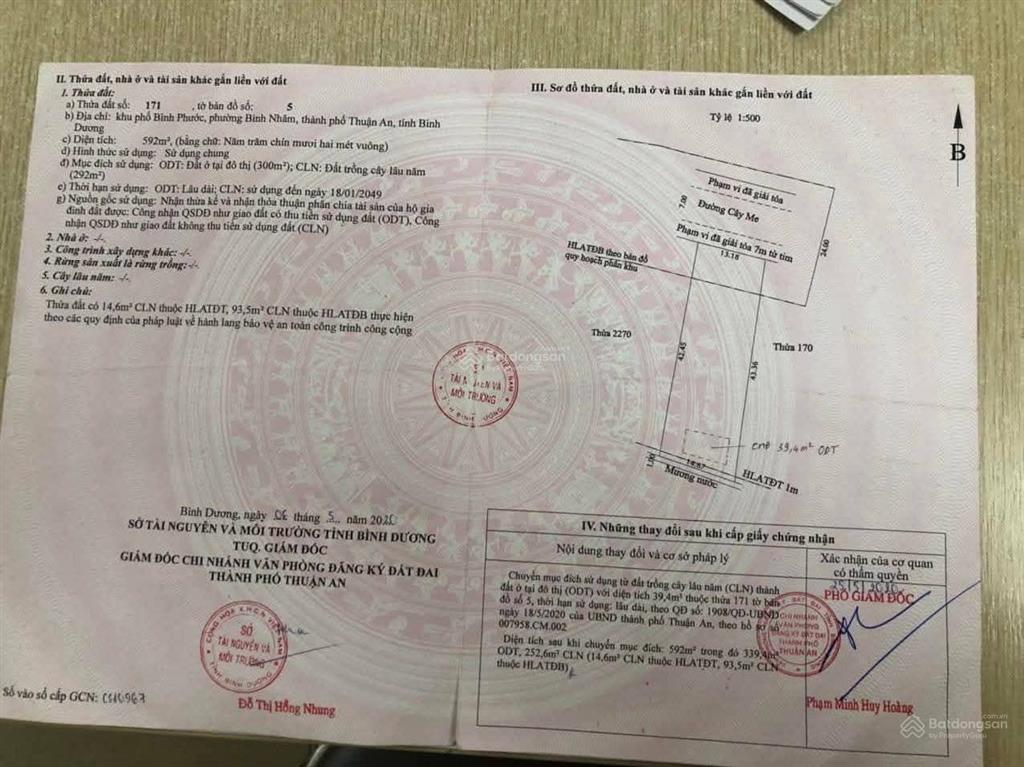 Đất 13,16 x 43 nở hậu mặt tiền đường cây me, bình nhâm, lái thiêu, tp. hcm.