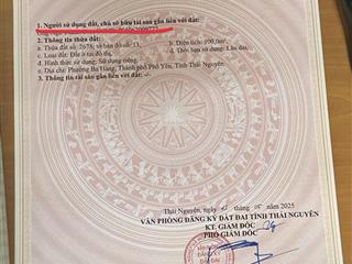 Đất nền trung tâm tp phổ yên thái nguyên sẵn sổ đỏ sang tên luôn