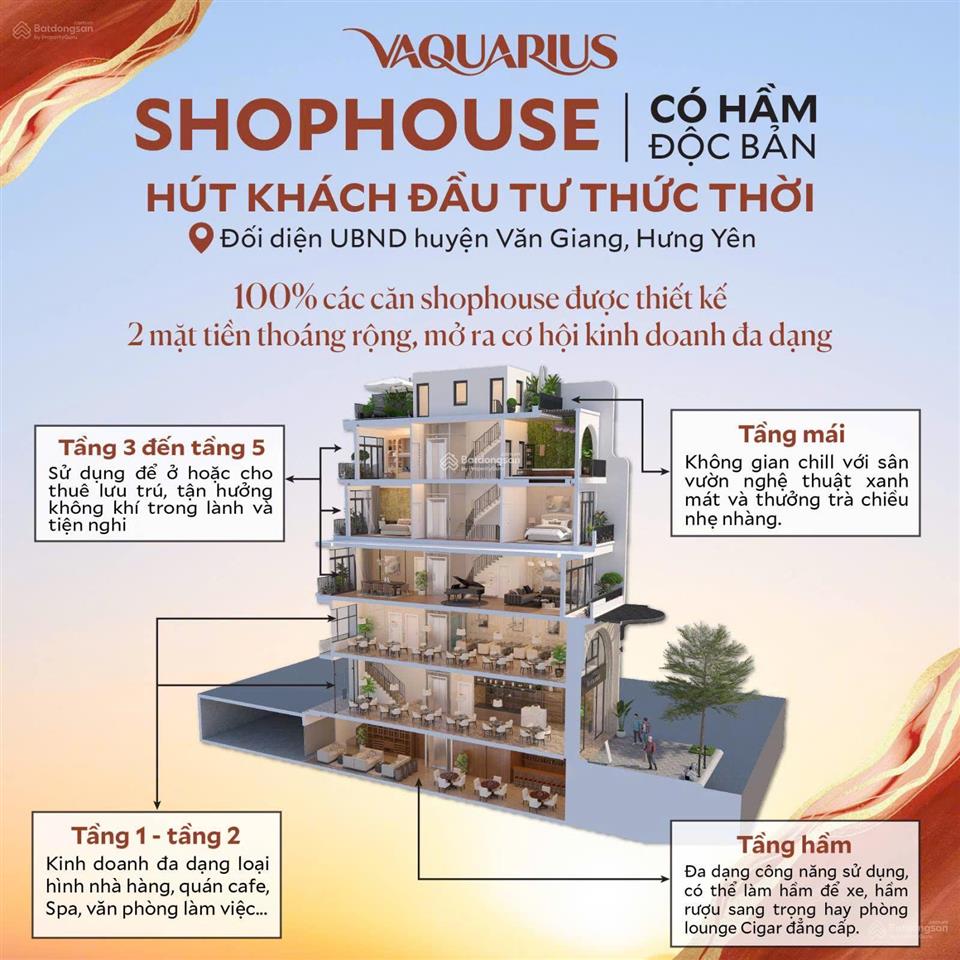 Mở bán sh có hầm chung hầm riêng độc bản duy nhất chỉ có tại vaquarius văn giang