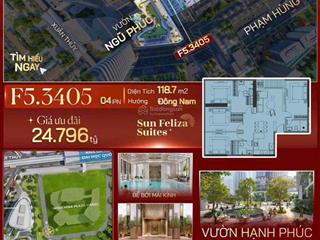 Vào tên hđmb ch 4pn, 3wc, 118,7m2 tại sun feliza suites, phạm hùng, cầu giấy, 24,792 tỷ chưa ck