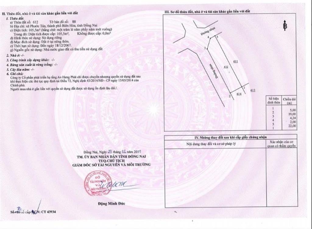 Lô đất đường n2, trục chính 32m, giá 2.3 tỷ khu dân cư an hưng phát phước tân gần nhà ở xã hội 2