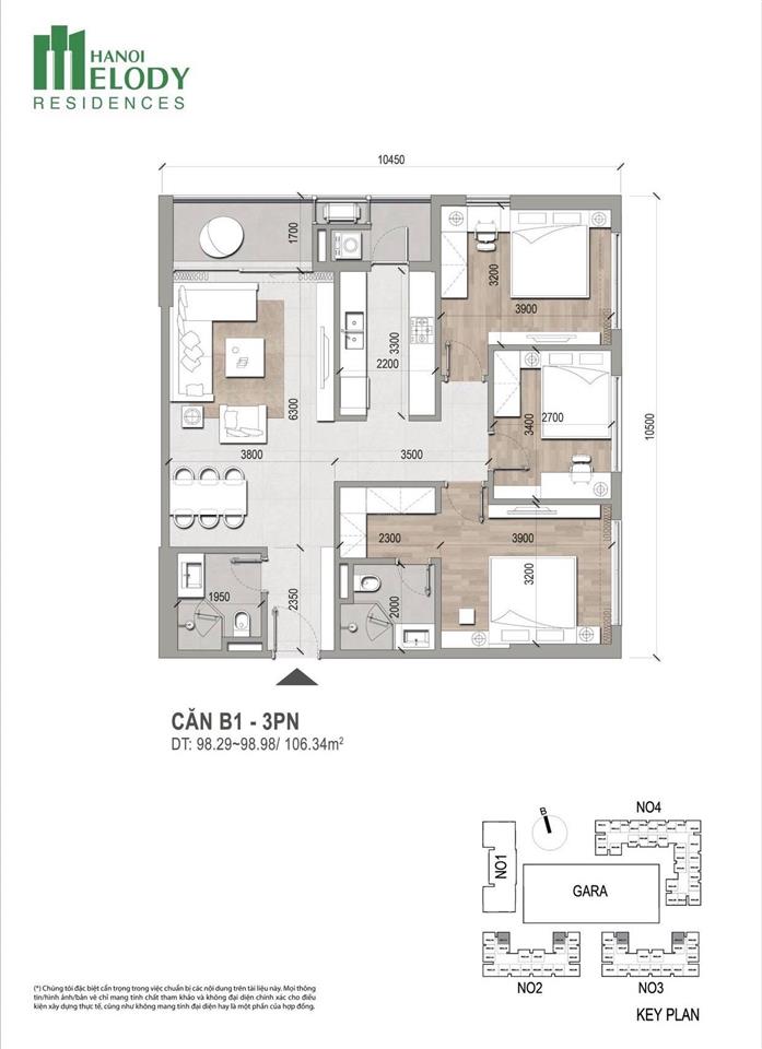 Bán căn hộ 3pn, 100m2,67 triệu/m2 tại hà nội melody residences, đường bằng liệt, hoàng mai, hà nội