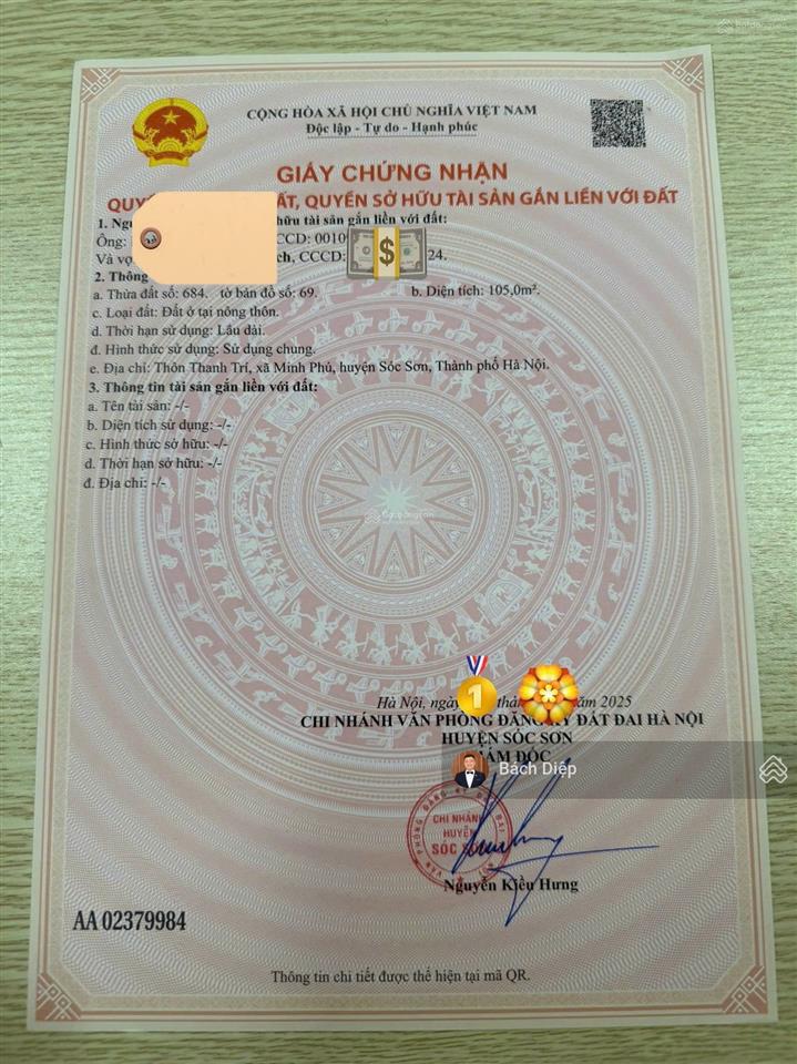 Hot! bán 105m2 đất gần bìa làng và ngã 3 trục chính kinh doanh chợ thanh trí, xã kim anh, tp hà nội