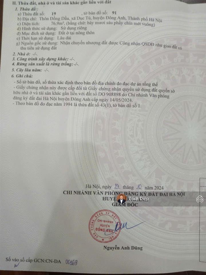 Bán đất lô góc dục tú đông anh, 130tr/m², đường 6m, đối diện hồ điều hòa, ô tô đỗ cửa