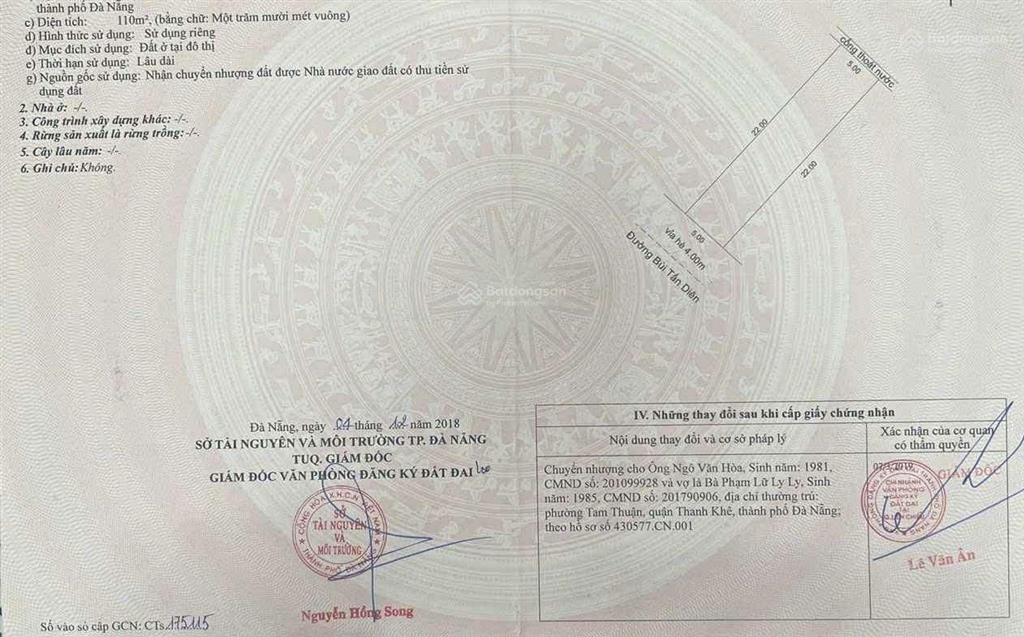 Bán đất mặt tiền bùi tấn diên 10m5 kinh doanh 110m2 vị trí đẹp khu phước lý  liên chiểu