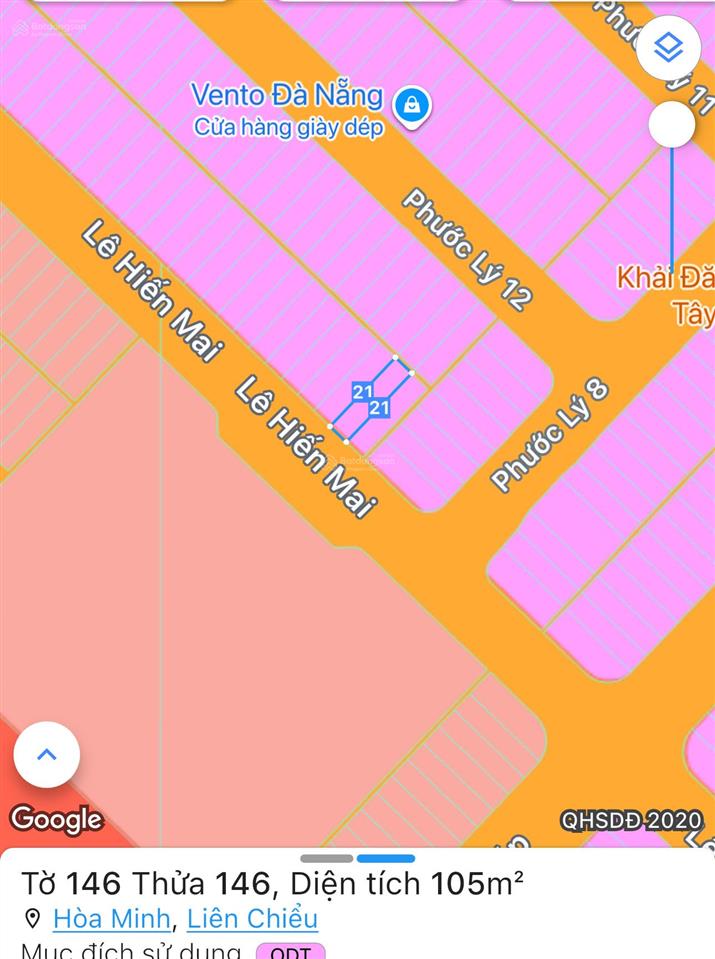 Bán lô đất mặt tiền đường lê hiến mai  khu đô thị phước lý, hoà minh  liên chiểu