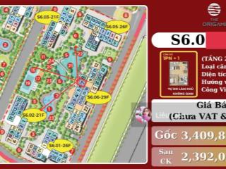 Tin thật 100%! chiết khấu 1,019 tỷ  ch 1pn+1 the origami vinhomes cho người trẻ, giá chỉ 2,392 tỷ