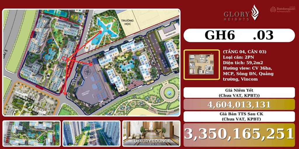 Tổ ấm hoàn hảo cho gia đình trẻ tại glory heights căn hộ 2pn chiết khấu 1,254 tỷ chỉ còn 3,35 tỷ