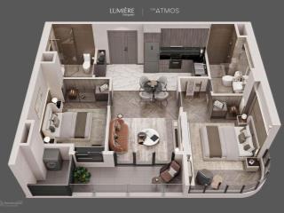 Bán 2pn2wc lumiere a2  tiến độ 5%  diện tích 66,5m²  view hồ  giá 7400tr thu về